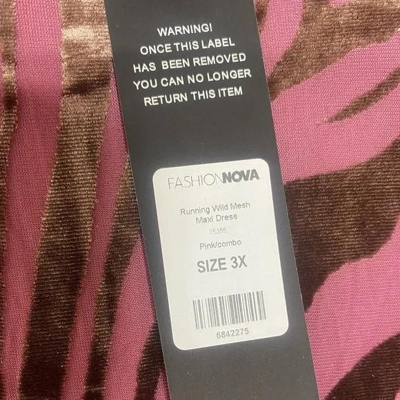 Fashion Nova Running Wild Mesh Maxi Dress - Pink/combo 3X NWT - Picture 4 of 6